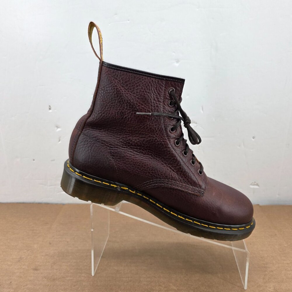 VTG Oiled Leather Dr Martens Made In England Boots  Brown Men's Sz 10  8 Eyelets - Picture 15 of 16